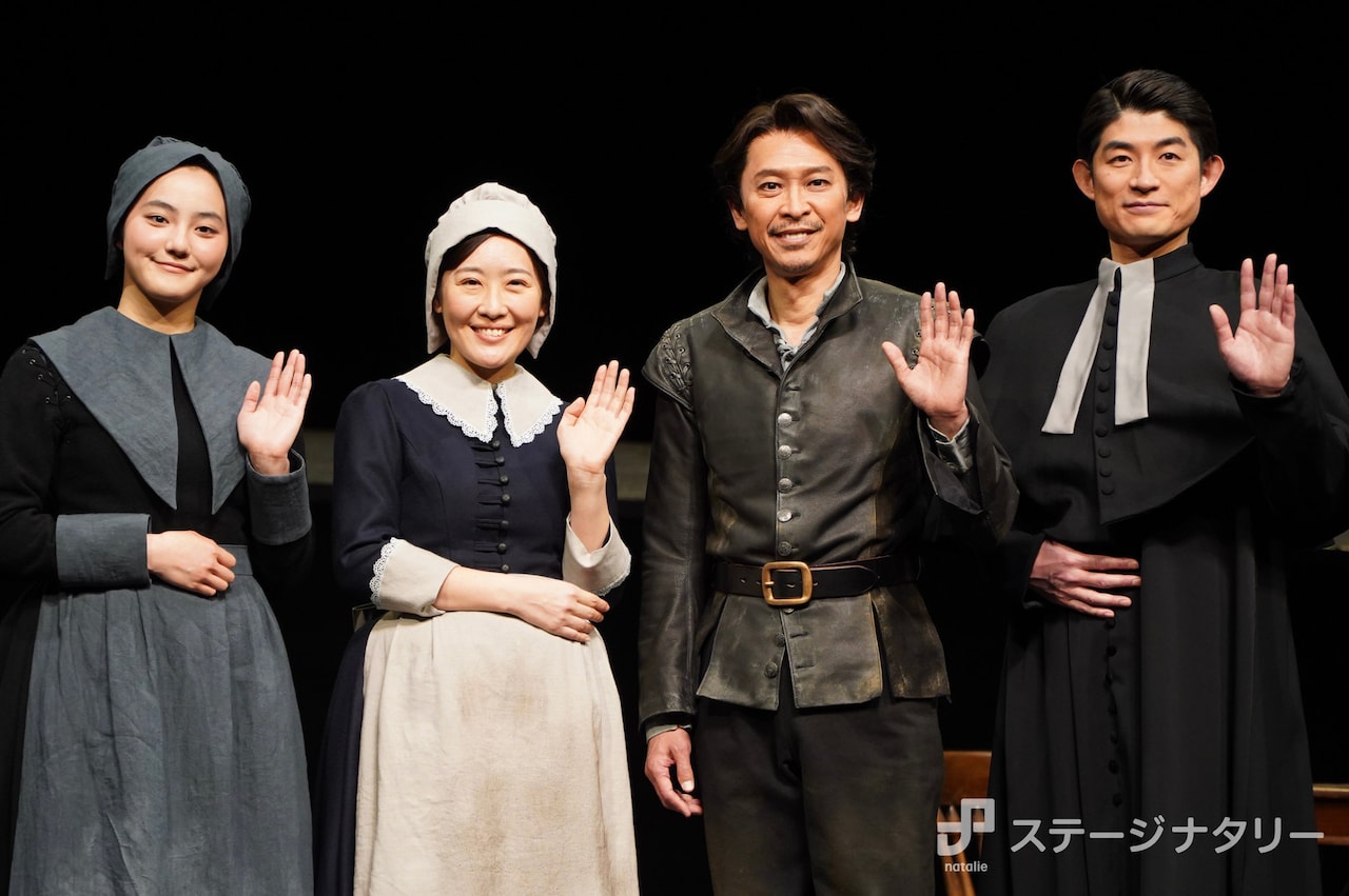 「るつぼ The Crucible」初日前会見より。左から瀧七海、前田亜季、坂本昌行、松崎祐介。