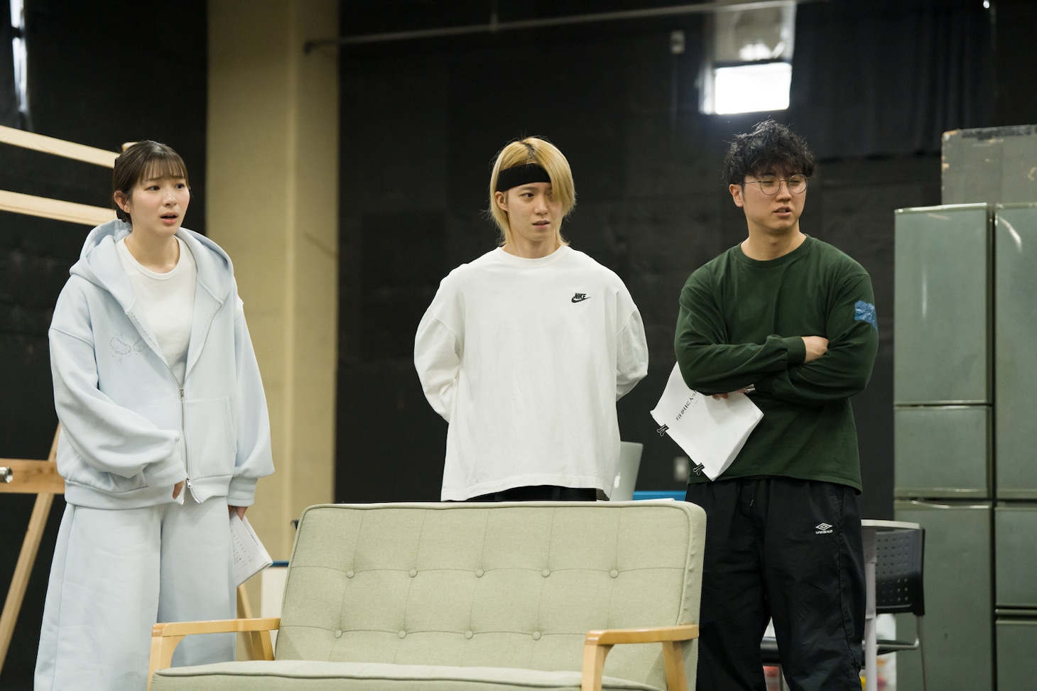 エクストリーム・シチュエーションコメディ（kcal）「汗が目に入っただけ」稽古の様子。（撮影：伊藤智美）