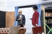 舞台「ブラック・コーヒー」稽古場取材会の様子。