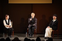 ステージナタリー10周年記念トークイベント「植木豪×藤田俊太郎と振り返る10年」より。左からステージナタリーの熊井玲編集長、植木豪、藤田俊太郎。