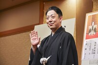 尾上菊之助改め八代目尾上菊五郎襲名披露 尾上丑之助改め六代目尾上菊之助襲名披露「六月博多座大歌舞伎」取材会より、八代目尾上菊五郎。