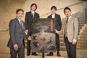 Bunkamura Produce 2026 マルコス浄瑠璃「金閣寺」取材会より。左から吉田玉助、末永光、尾上眞秀、中村壱太郎。（撮影：渡邉肇）