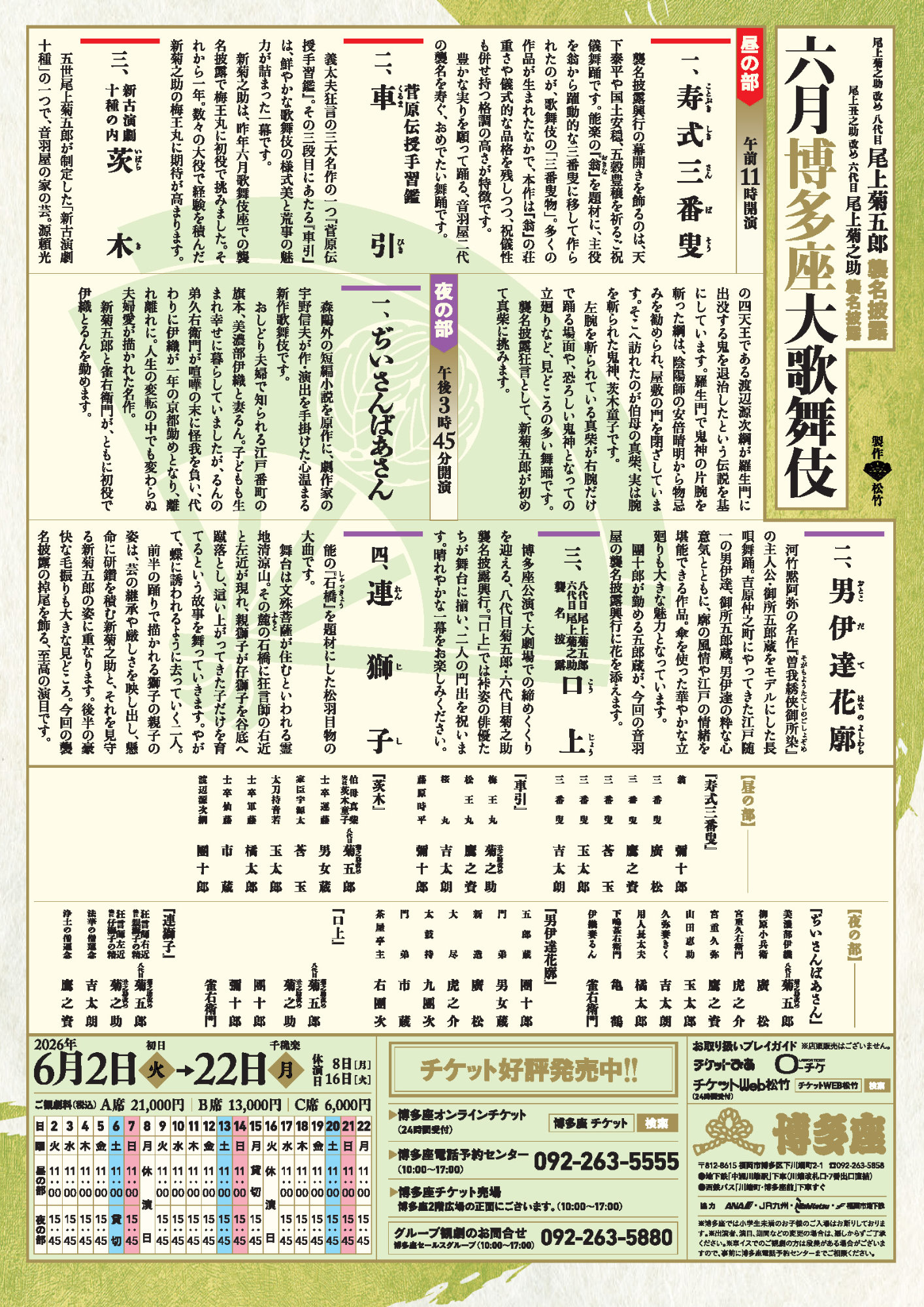 尾上菊之助改め八代目尾上菊五郎襲名披露 尾上丑之助改め六代目尾上