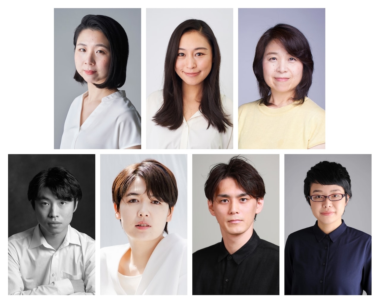 上段左から印南唯、飯野遠、樋川人美、下段左から山崎元晴、小石川桃子、河野顕斗、西本由香。