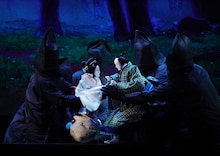 令和6年3月文楽入門公演「BUNRAKU 1st SESSION」より、「『曾根崎心中』天神森の段」。（提供：国立劇場）