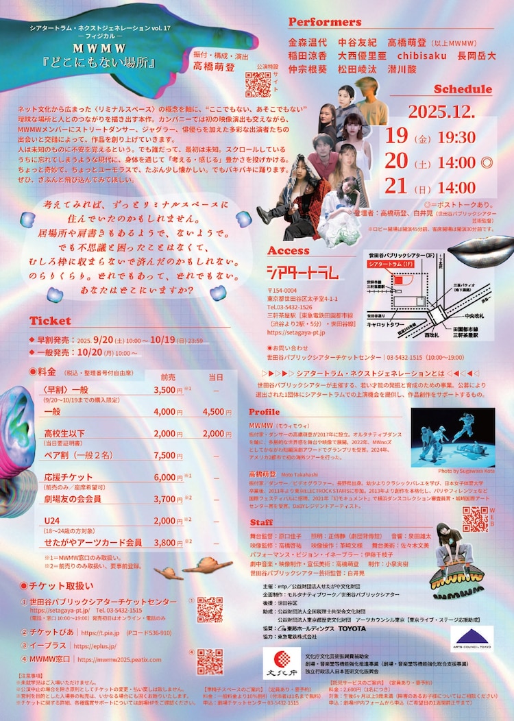 シアタートラム・ネクストジェネレーション vol.17-フィジカル-MWMW「どこにもない場所」チラシ裏