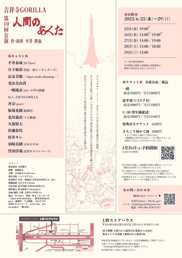 吉祥寺GORILLA 第10回公演「人間のあくた」チラシ裏