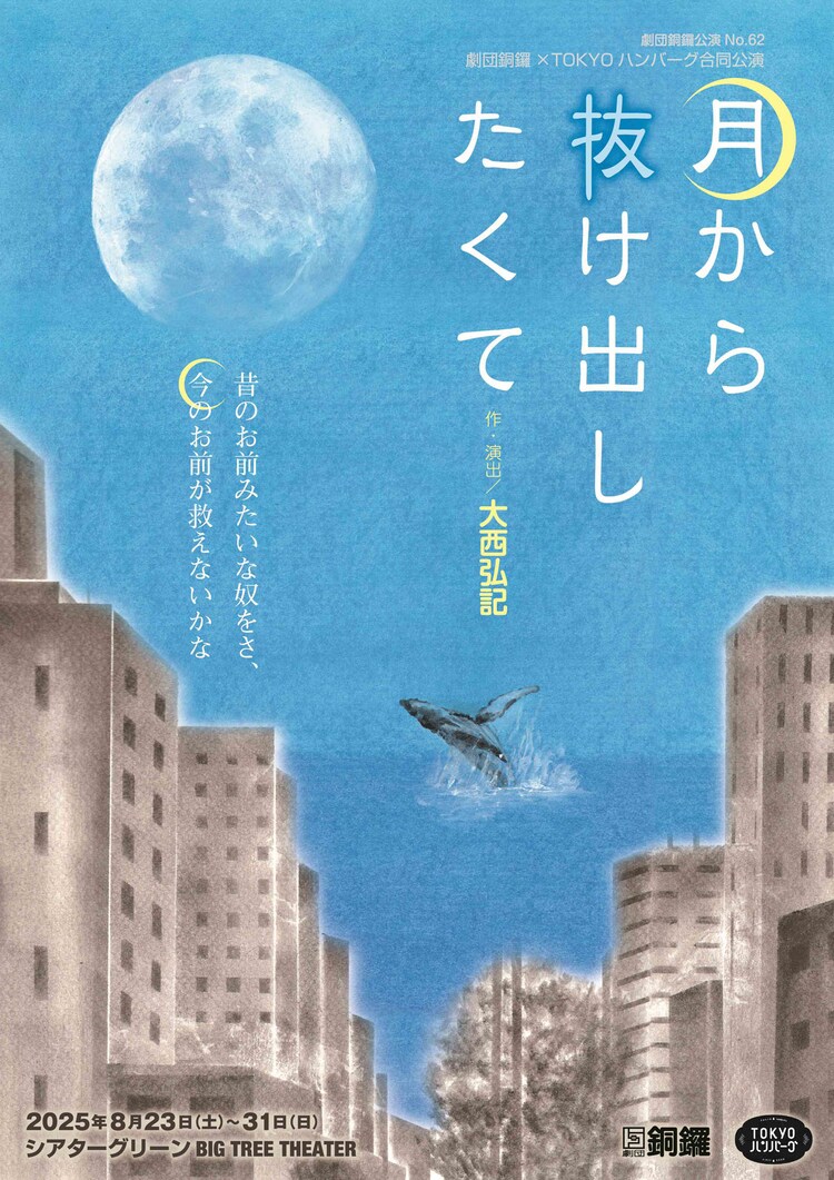 劇団銅鑼×TOKYOハンバーグ合同公演「月から抜け出したくて」チラシ表