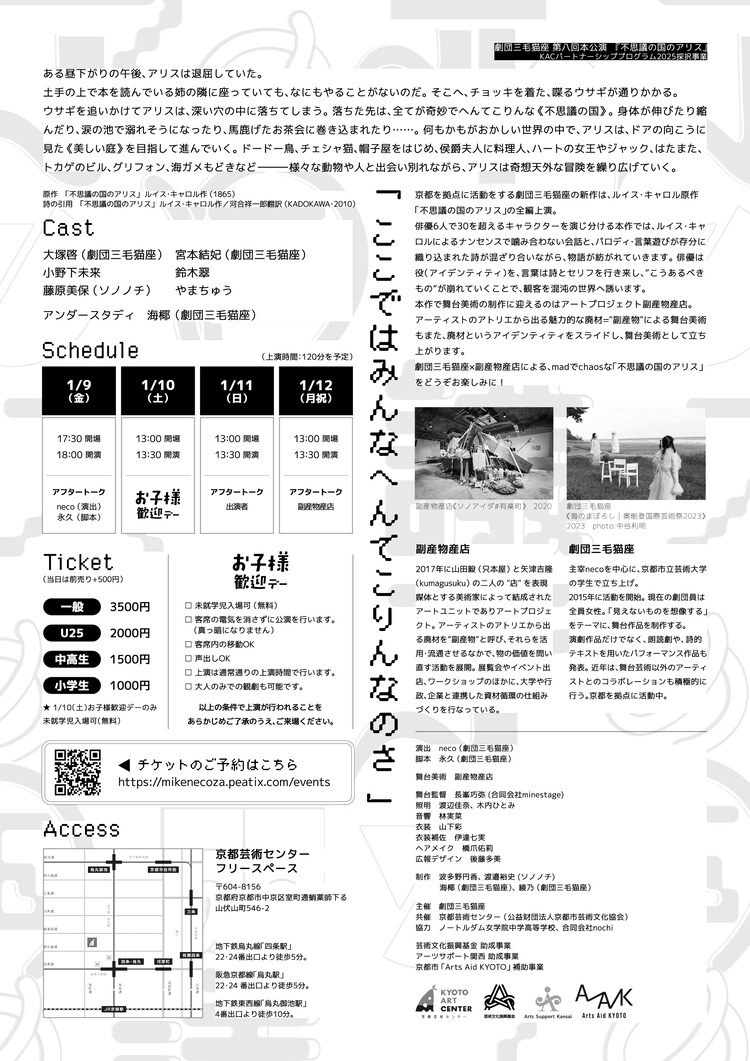 劇団三毛猫座 第八回本公演「不思議の国のアリス」チラシ裏