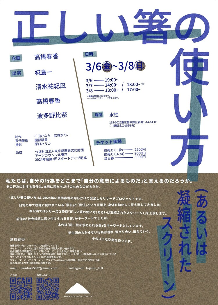 「正しい箸の使い方（あるいは凝縮されたスクリーン）」チラシ裏