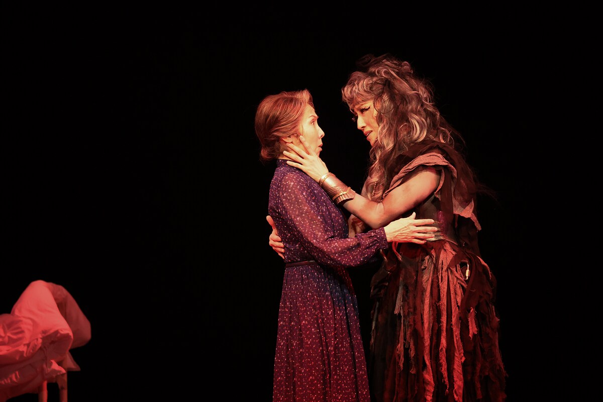 2022 / 2023シーズン フルオーディション Vol.5「エンジェルス・イン・アメリカ」 第2部「ペレストロイカ」より。左から那須佐代子、水夏希。（撮影：宮川舞子）