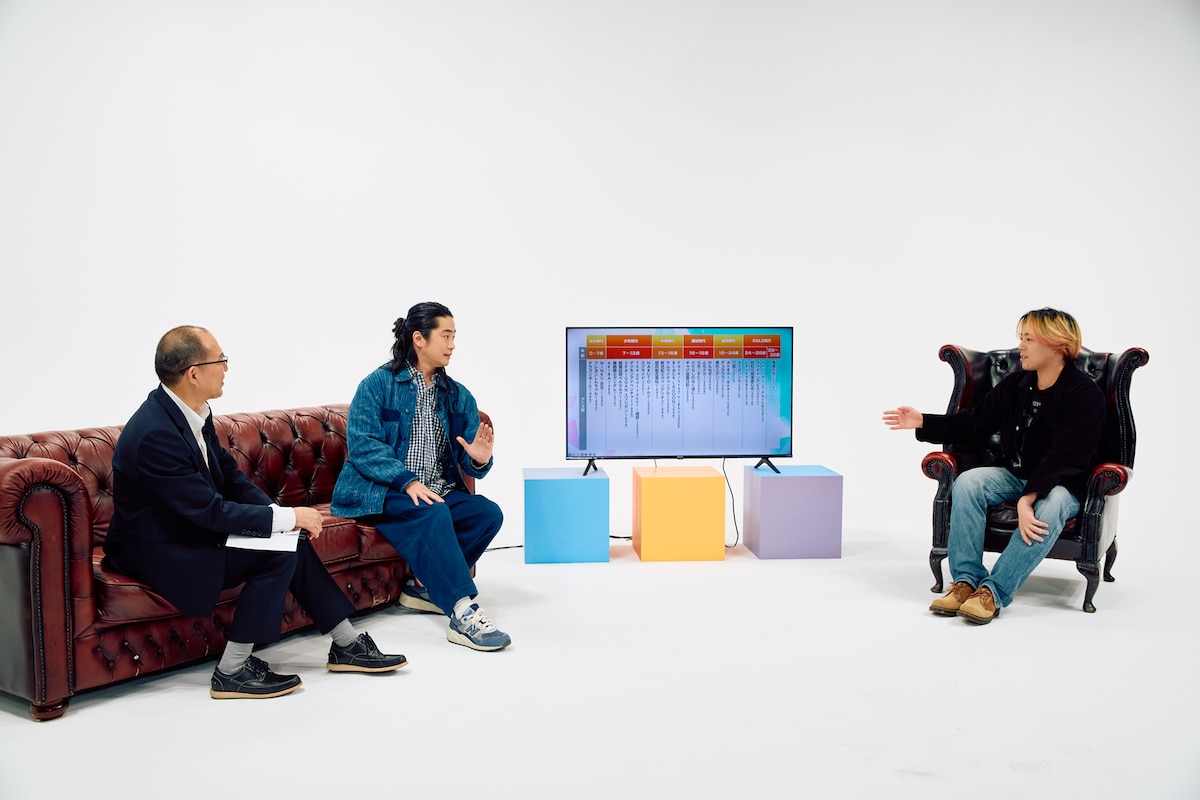 左から藤津亮太、福山潤、世界。