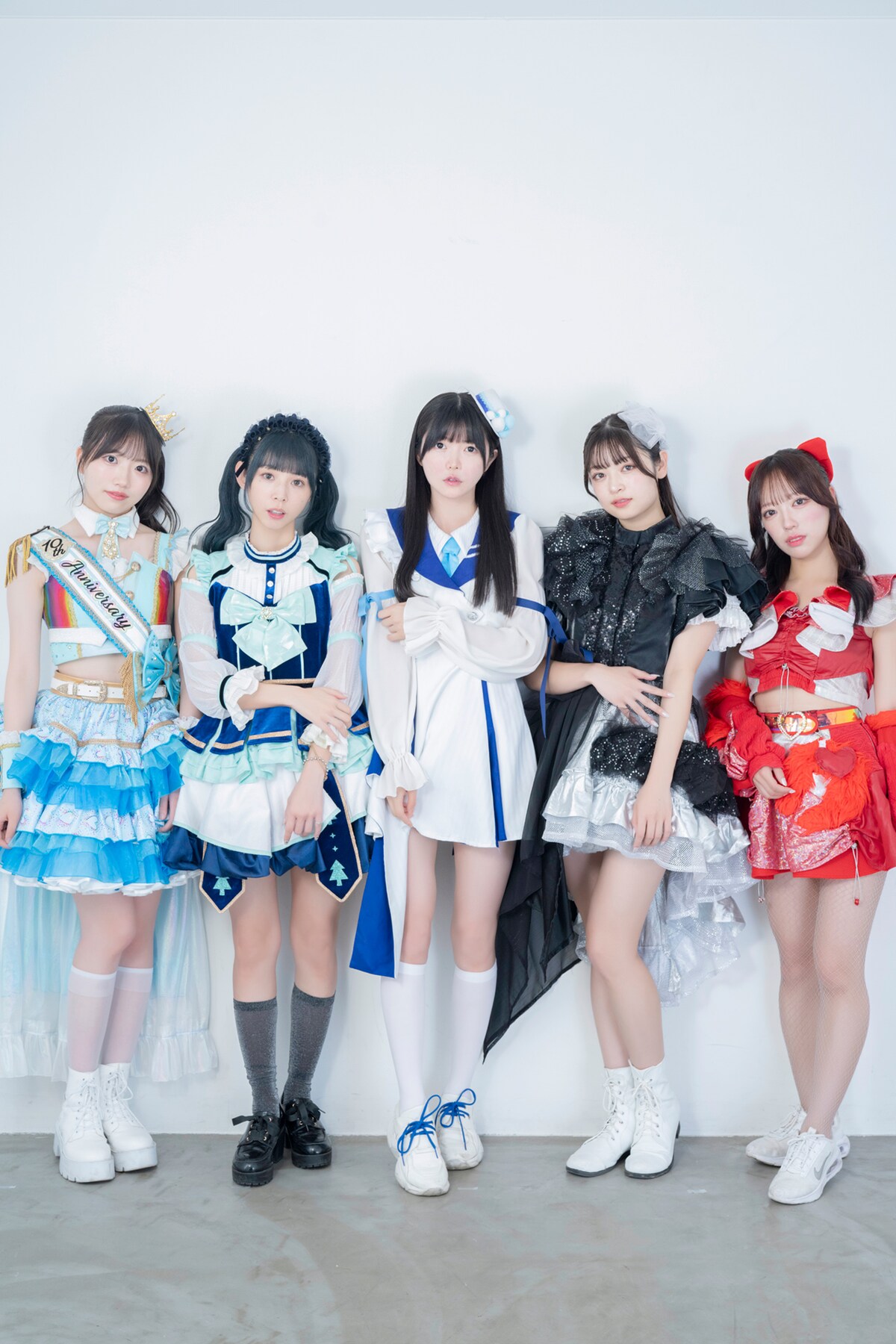 左から大和明桜(虹のコンキスタドール)、大場はるか(ナナランド)、小野寺梓(真っ白なキャンバス)、白岡今日花(Task have Fun)、小田アヤネ(クマリデパート)。