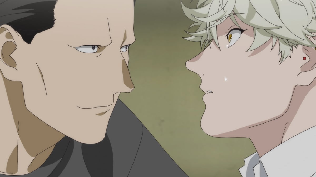 アニメ「ブルーピリオド」第7話の場面カットより。恋ケ窪（CV：神尾晋一郎）は、八虎（CV：峯田大夢）のやりたいことを貫く姿に触発され、パティシエを目指すことにしたと告げる。一方、八虎は1次試験を前に抱えた悩みを恋ヶ窪に明かす。