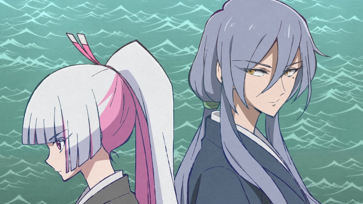 第7話「フセゲ！新選組解散」より、左から沖田総司の替え玉・アキラ、桂小五郎。