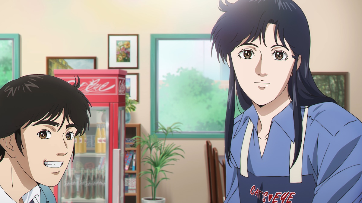 新作アニメ「キャッツ♥アイ」より、瞳(CV:小松未可子)と俊夫(CV:佐藤拓也)。