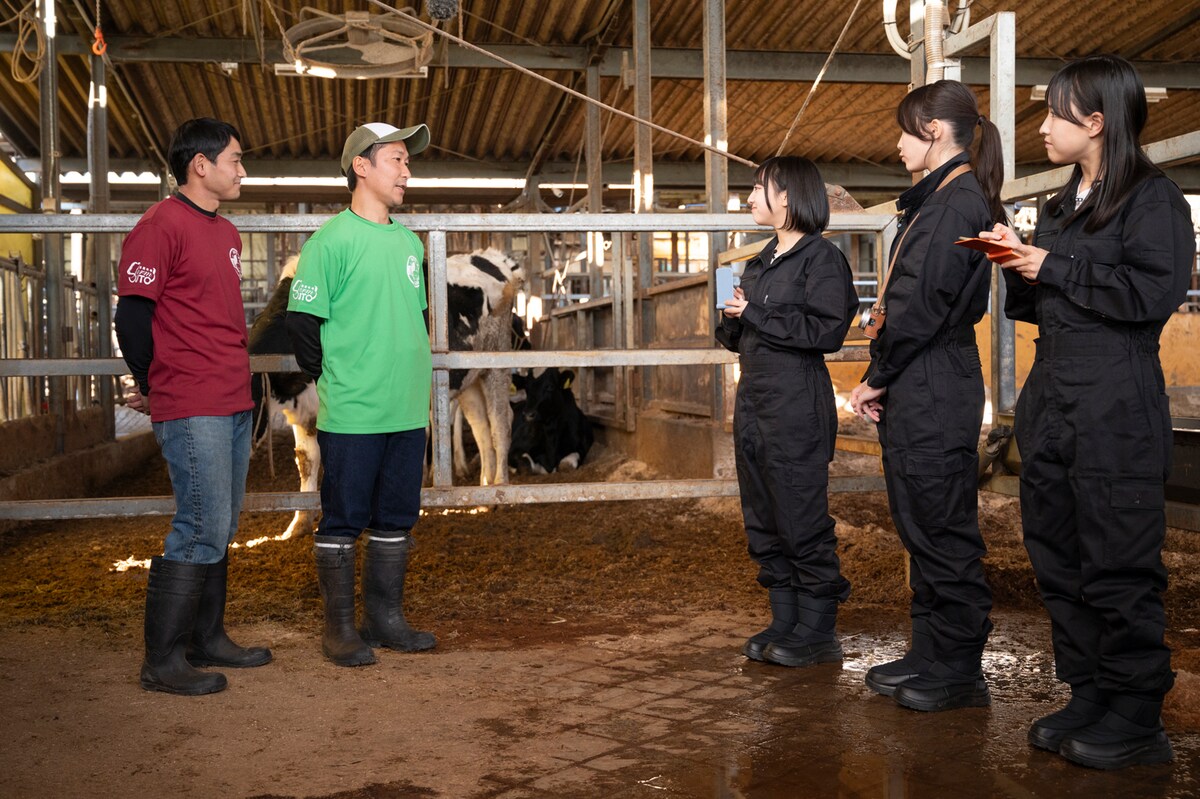 牧場を訪れた高嶺のなでしこ。（提供：中央酪農会議）