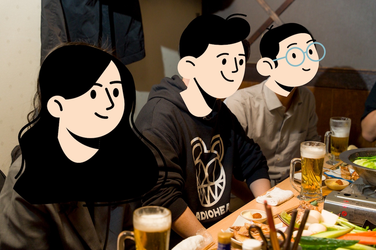 手前からシーモア ひろ、週チャン K平、週チャン ダーニャ。