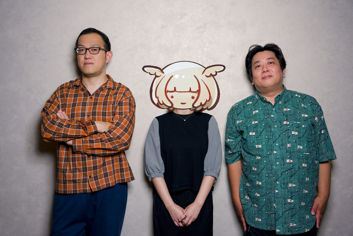 左から上田誠、愛須メノウ、諏訪雅。