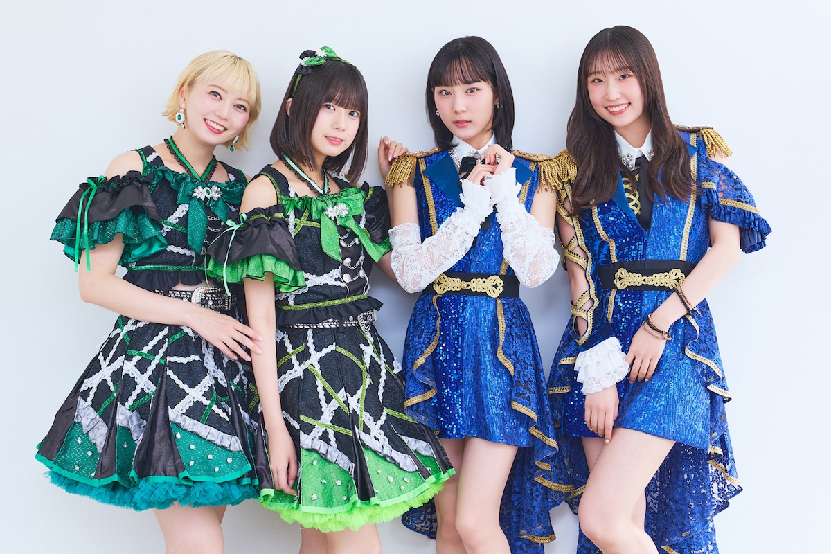 左から安本彩花（私立恵比寿中学）、小久保柚乃（私立恵比寿中学）、江端妃咲（Juice=Juice）、段原瑠々（Juice=Juice）。