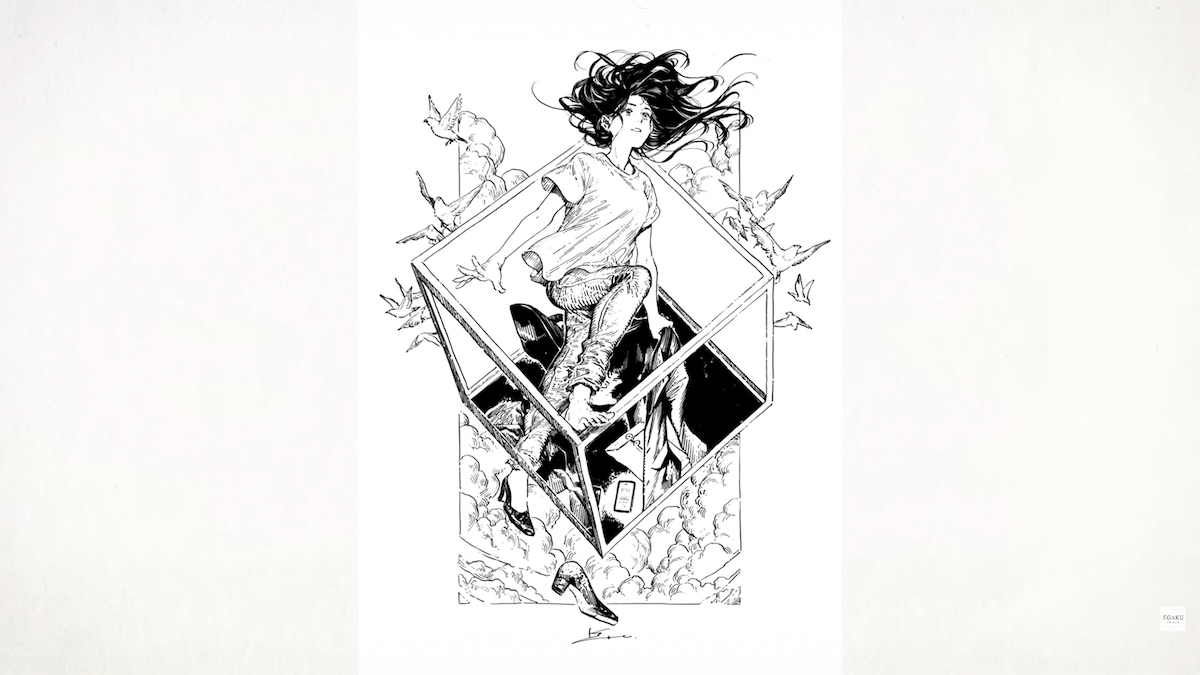 白浜鴎がmilet「Grab the air」を題材に描いたイラストの完成版。