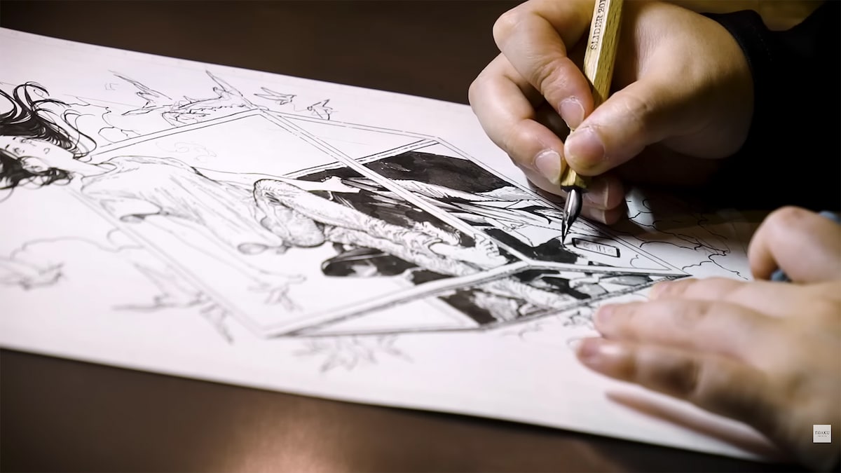 白浜鴎が出演した「EGAKU -draw the song-」の動画より。