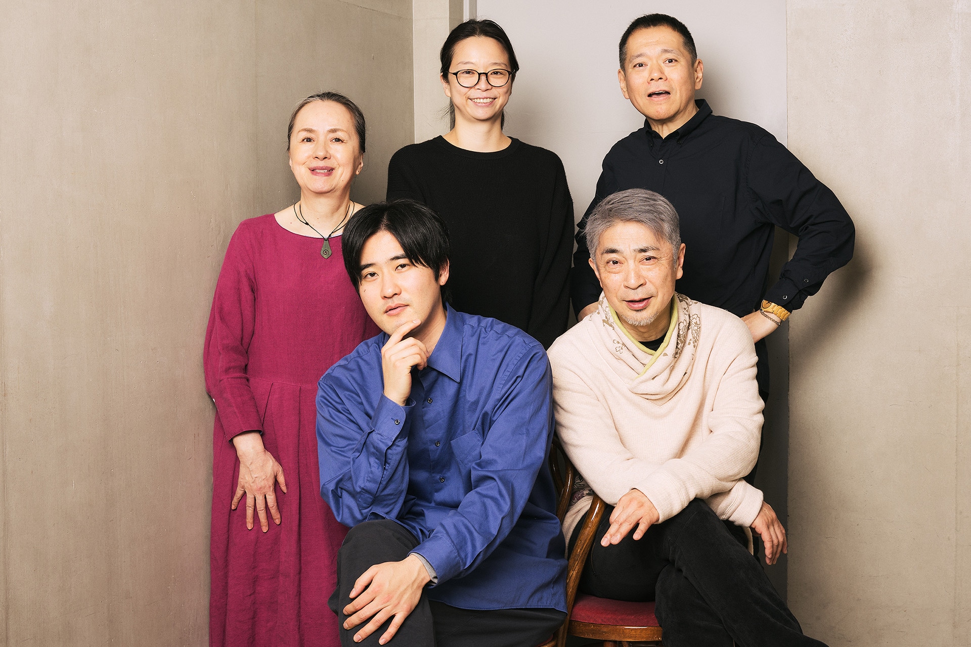 TEAM NACS。左から森崎博之、安田顕、戸次重幸、大泉洋、音尾琢真