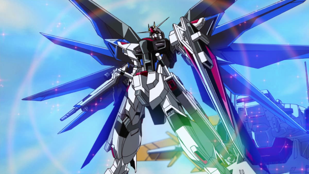 フリーダムガンダム。「機動戦士ガンダムSEED」の物語終盤でキラ・ヤマトに与えられた機体。劇中では、キラの能力の高さも相まって無敵とも言える活躍を果たす。