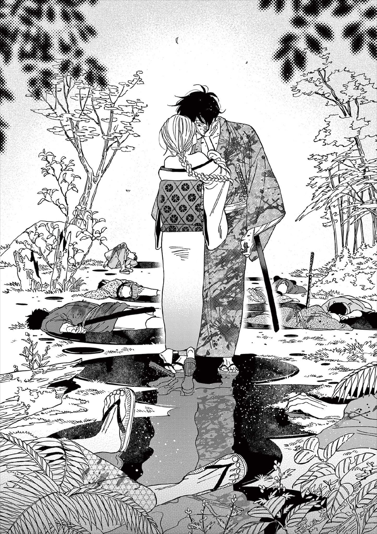 結婚の契りとして口づけする紗都子と進平。