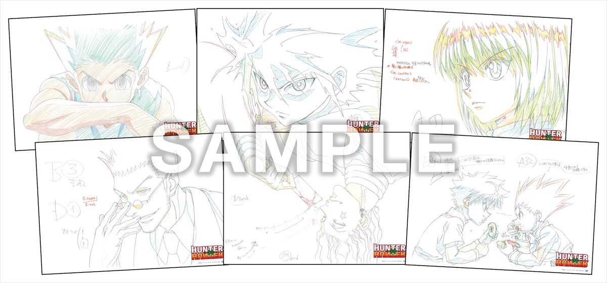 複製原画セットのイラストは、ゴン、キルア、クラピカ、レオリオ、ヒソカ、ゴン＆キルアの6種類。