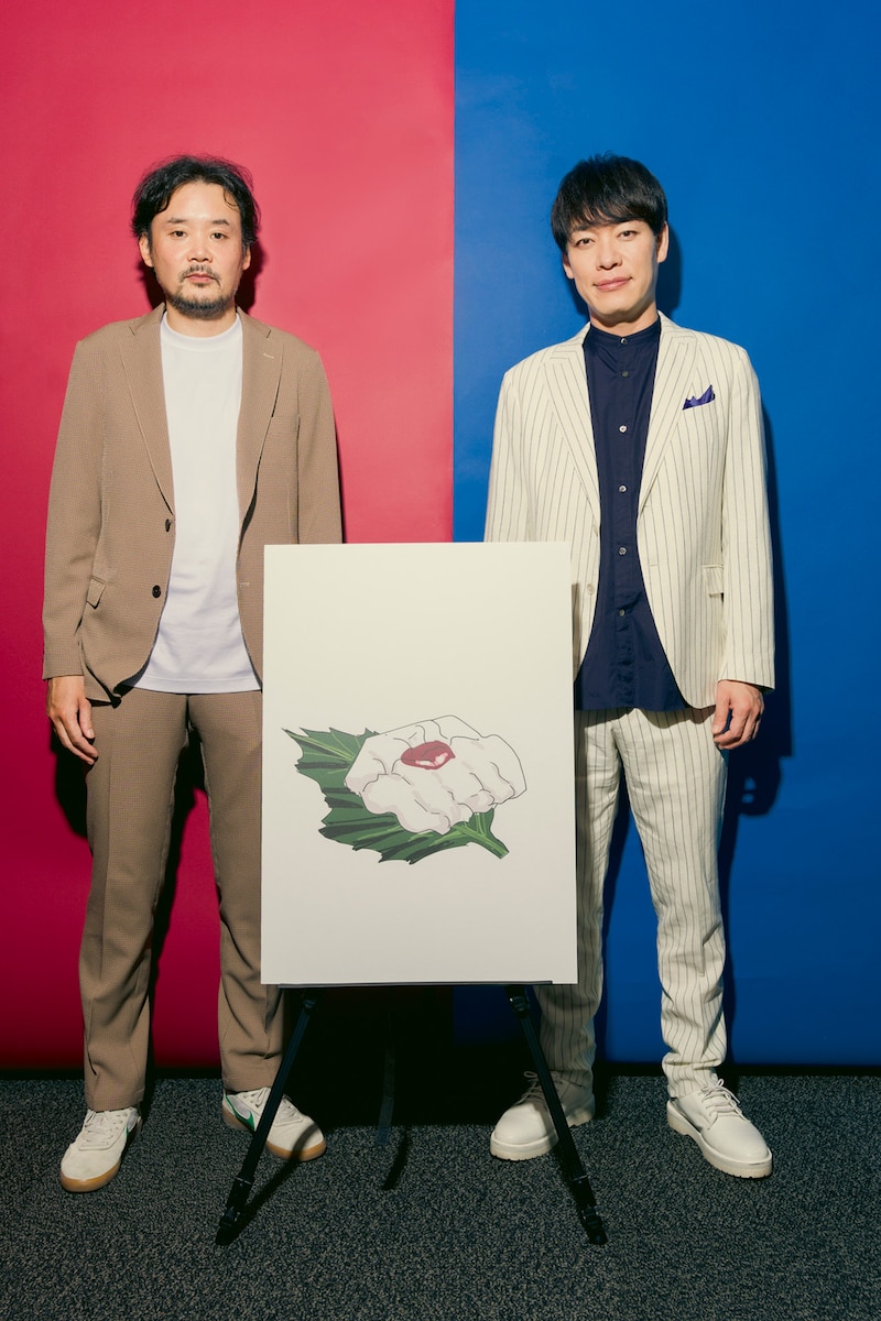 左から岩井澤健治、魚豊の自画像、川島明。