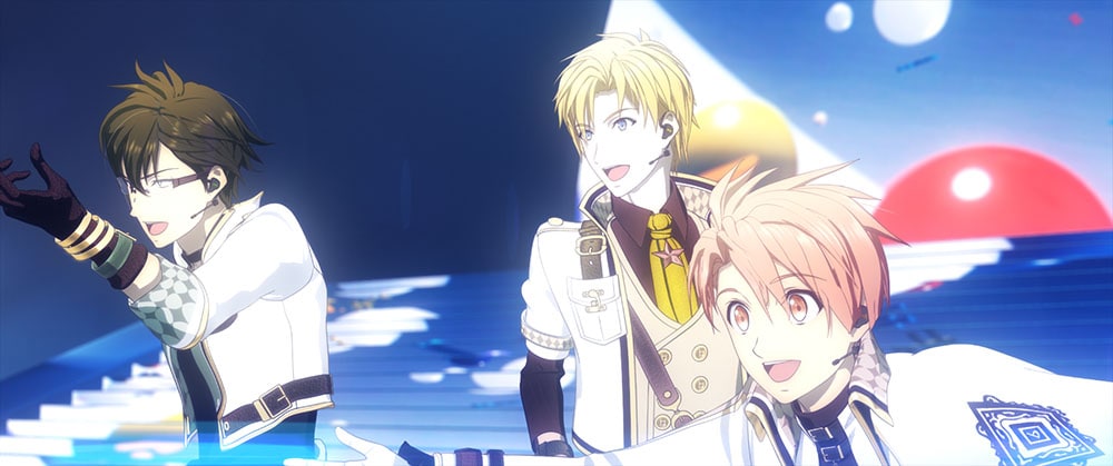 「劇場版アイドリッシュセブン LIVE 4bit BEYOND THE PERiOD」より、IDOLiSH7の二階堂大和・六弥ナギ・和泉三月。