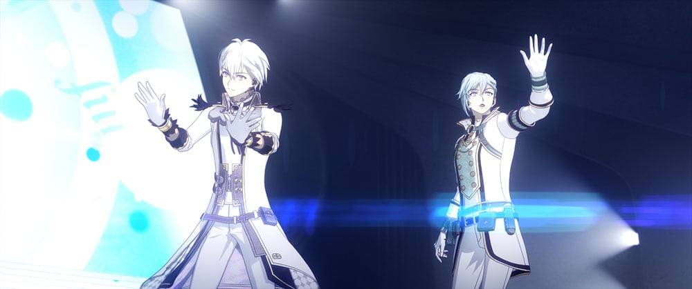 「劇場版アイドリッシュセブン LIVE 4bit BEYOND THE PERiOD」より、IDOLiSH7の逢坂壮五と四葉環。