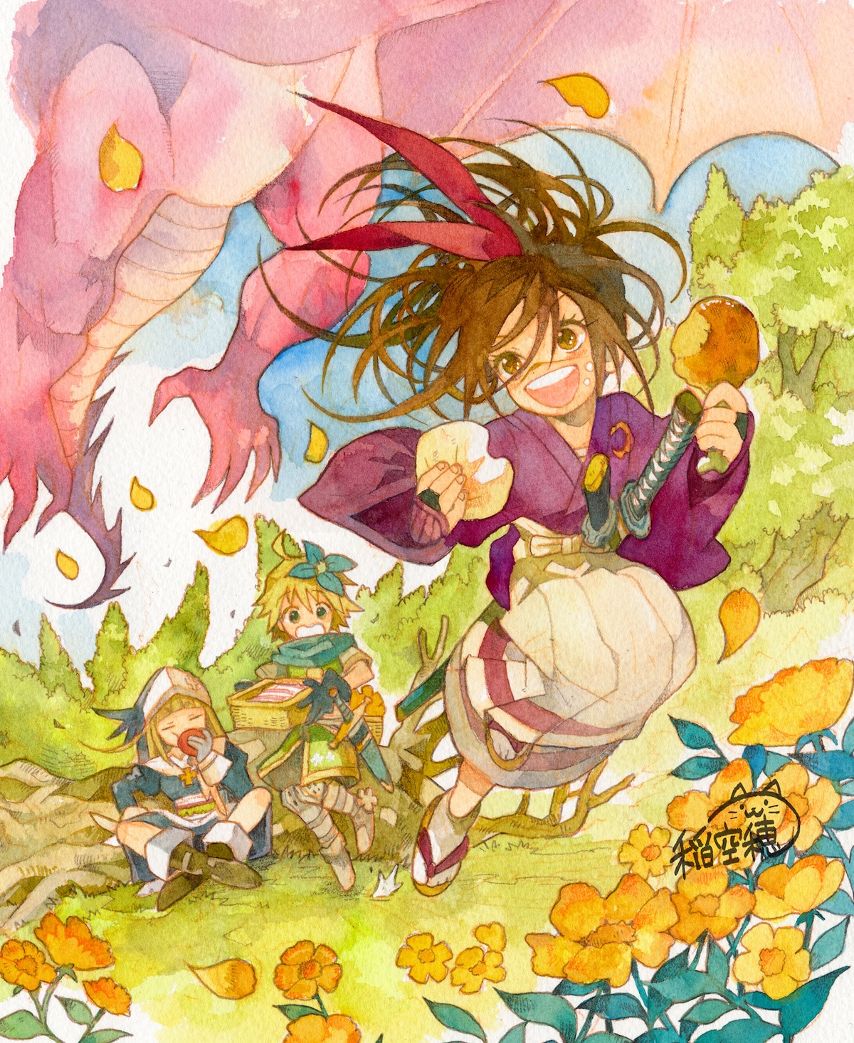 稲空穂によるイラスト。