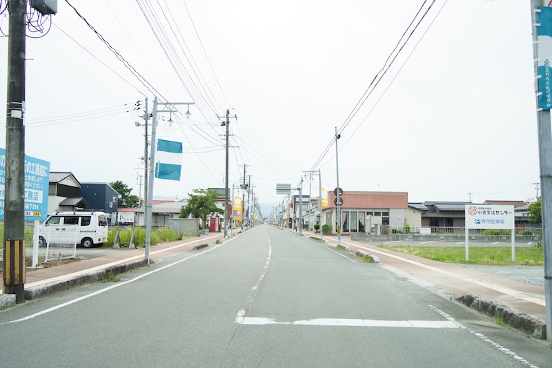 福島県南相馬市小高の街並み。