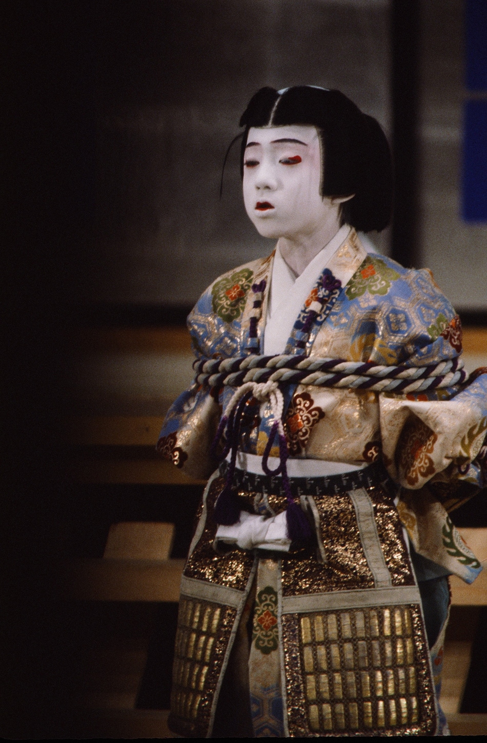 1982年の歌舞伎座「盛綱陣屋」より。市川染五郎（現 松本幸四郎）演じる小四郎。