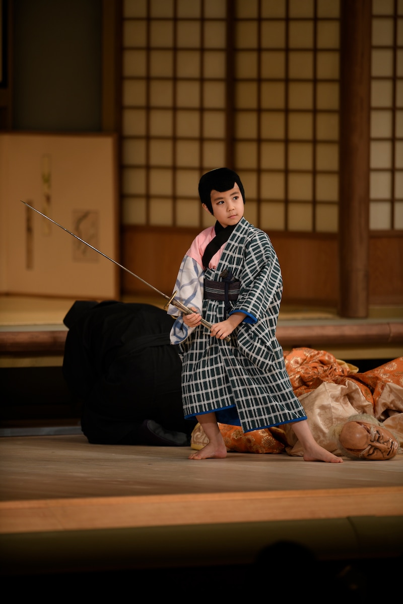 「源平布引滝 実盛物語」（2019年4月、歌舞伎座）より、尾上眞秀扮する太郎吉。©松竹