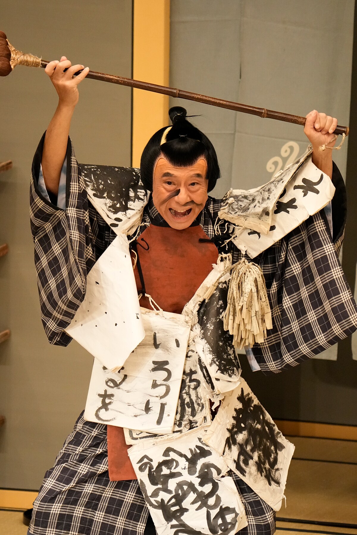 「菅原伝授手習鑑 寺子屋」（2022年9月、歌舞伎座）より、中村又五郎扮する涎くり与太郎。©松竹