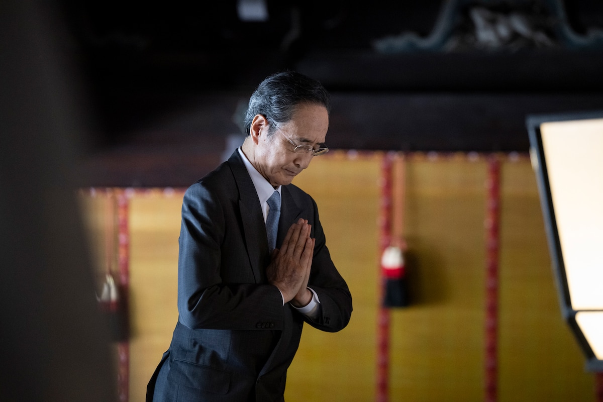 「菅原伝授手習鑑」成功祈願する片岡仁左衛門。