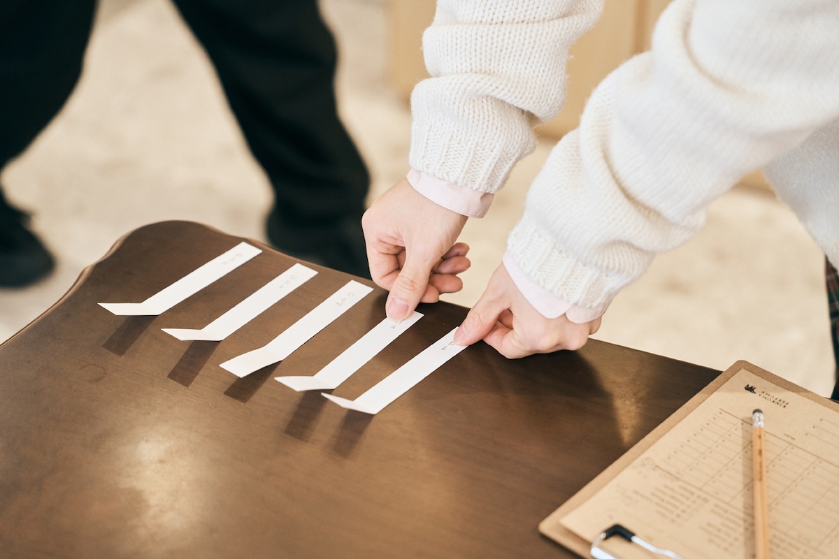 幾通りもの組み合わせを試したムエット。