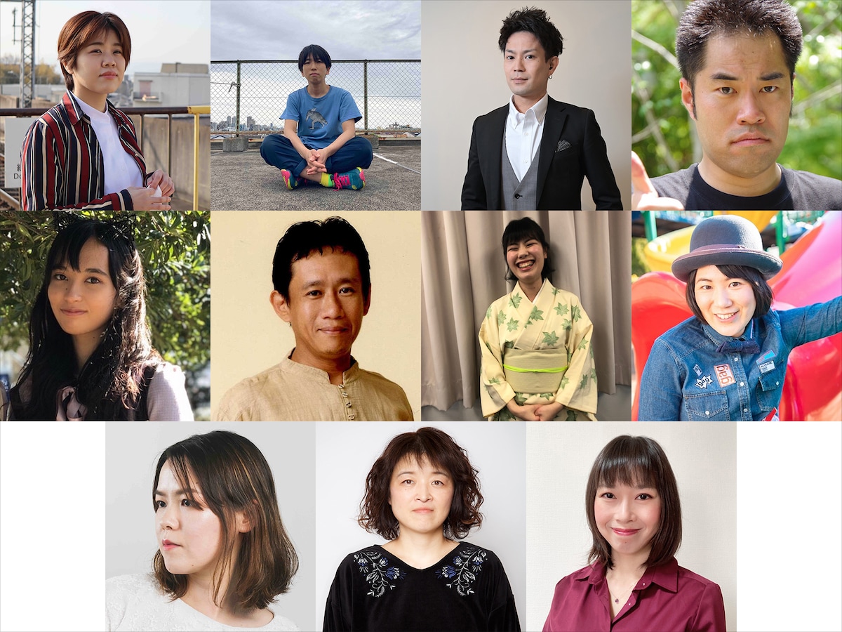 「テロ」出演者。上段左から山口文子、石原菜々子、北薗知輝、木下健、中段左から古賀麗良、庄﨑隆志、関場理生、田川徳子、下段左から藤田沙矢夏、宮川サキ、森川環。