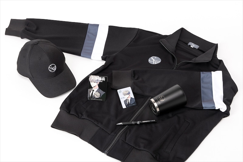 「入学傭兵」キャップ、ピンズ、社員証、ボールペン、タンブラー、レプリカジャージ。