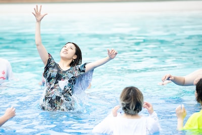 誰よりもプールを満喫するrisano。