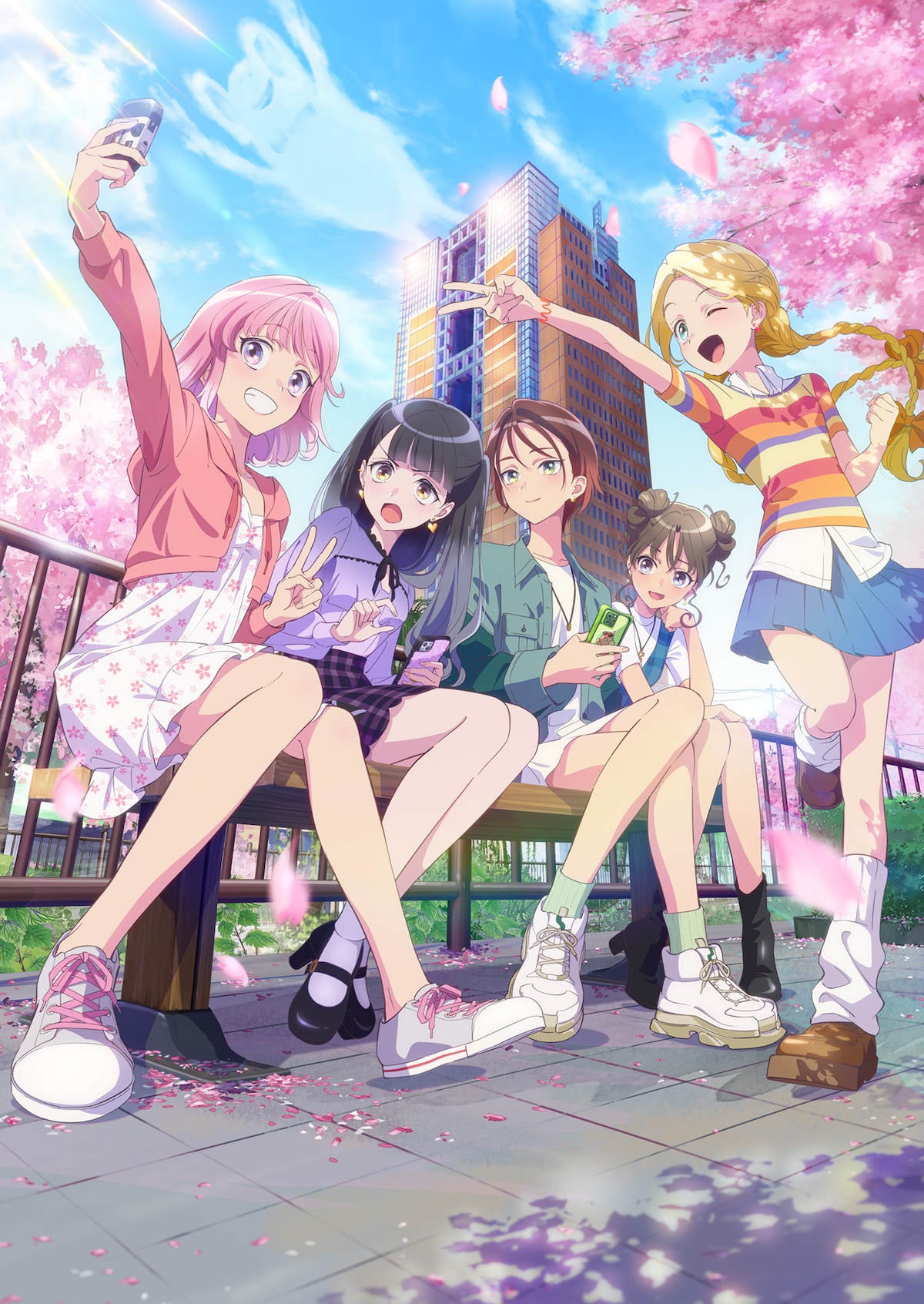 オリジナルアニメ「前橋ウィッチーズ」ティザービジュアル。背景には群馬県庁が描かれている。