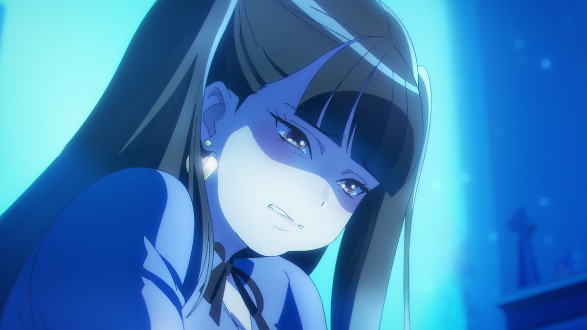 アニメ「前橋ウィッチーズ」より。自身の体型にコンプレックスを持つ新里アズ。