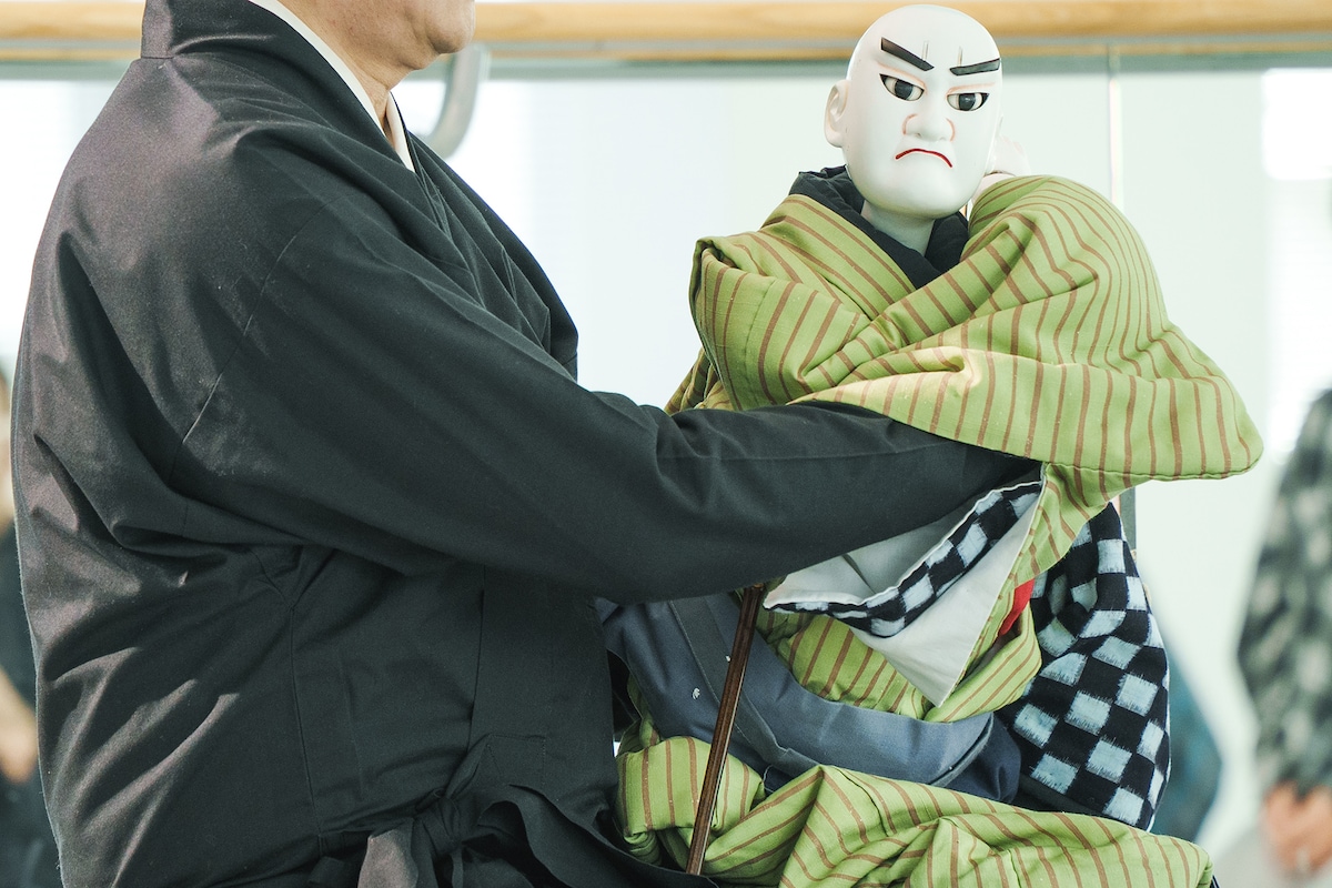 マルコス浄瑠璃「金閣寺」ワークショップの様子。