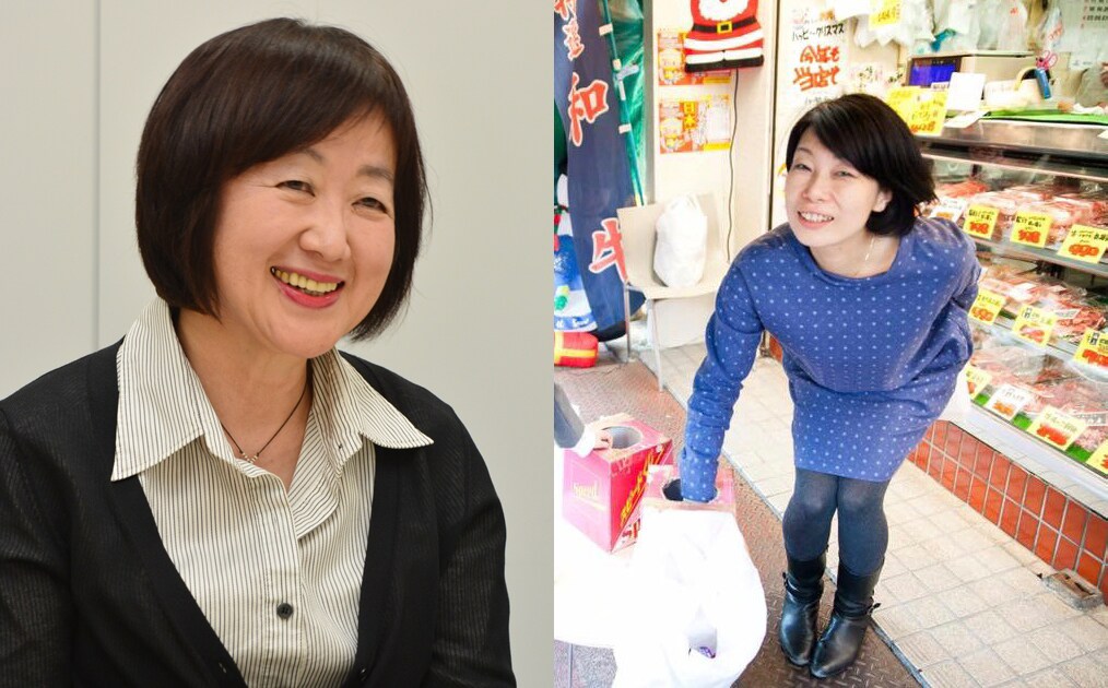 左から守安久二子、羊屋白玉。