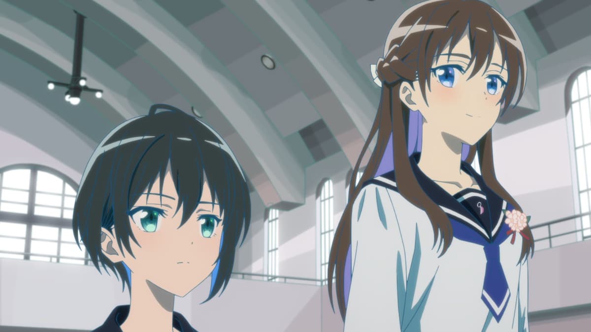 左から小父内涼葉（CV：中島由貴）、谷崎詩音（CV：佳原萌枝）。