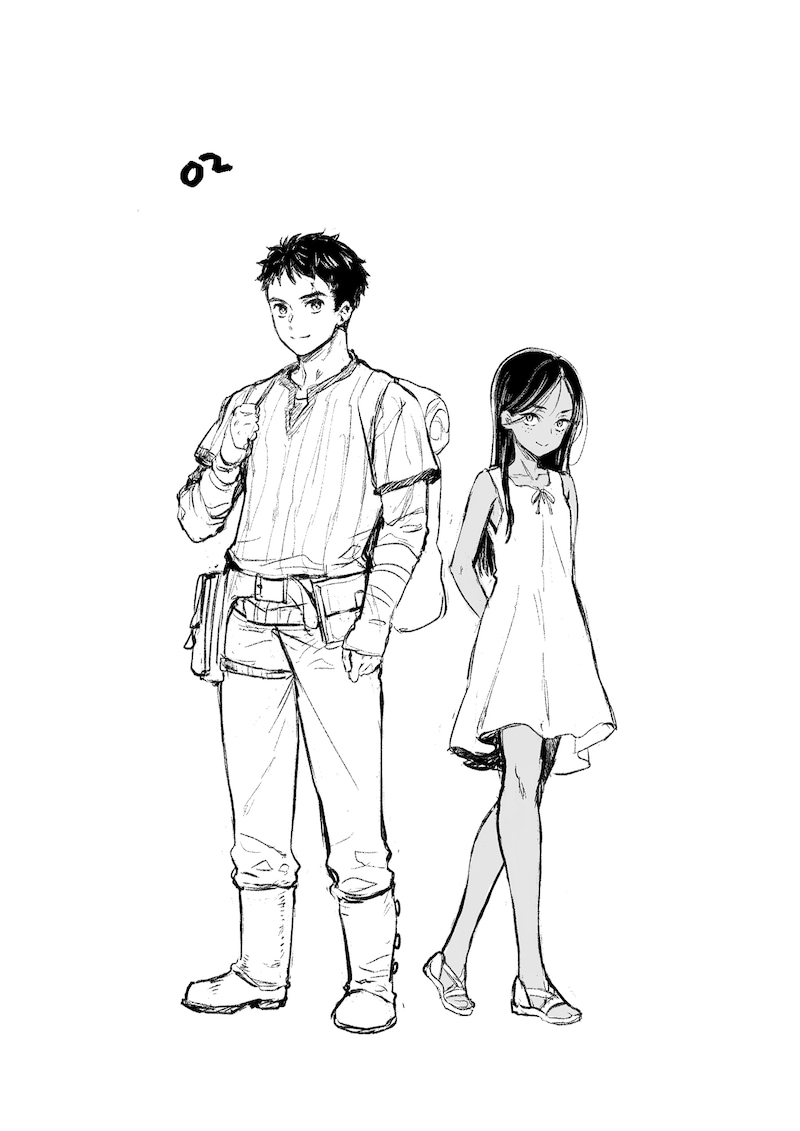 うめ丸による初期キャラクターデザイン。今回、特別に掲載の許可をもらった。