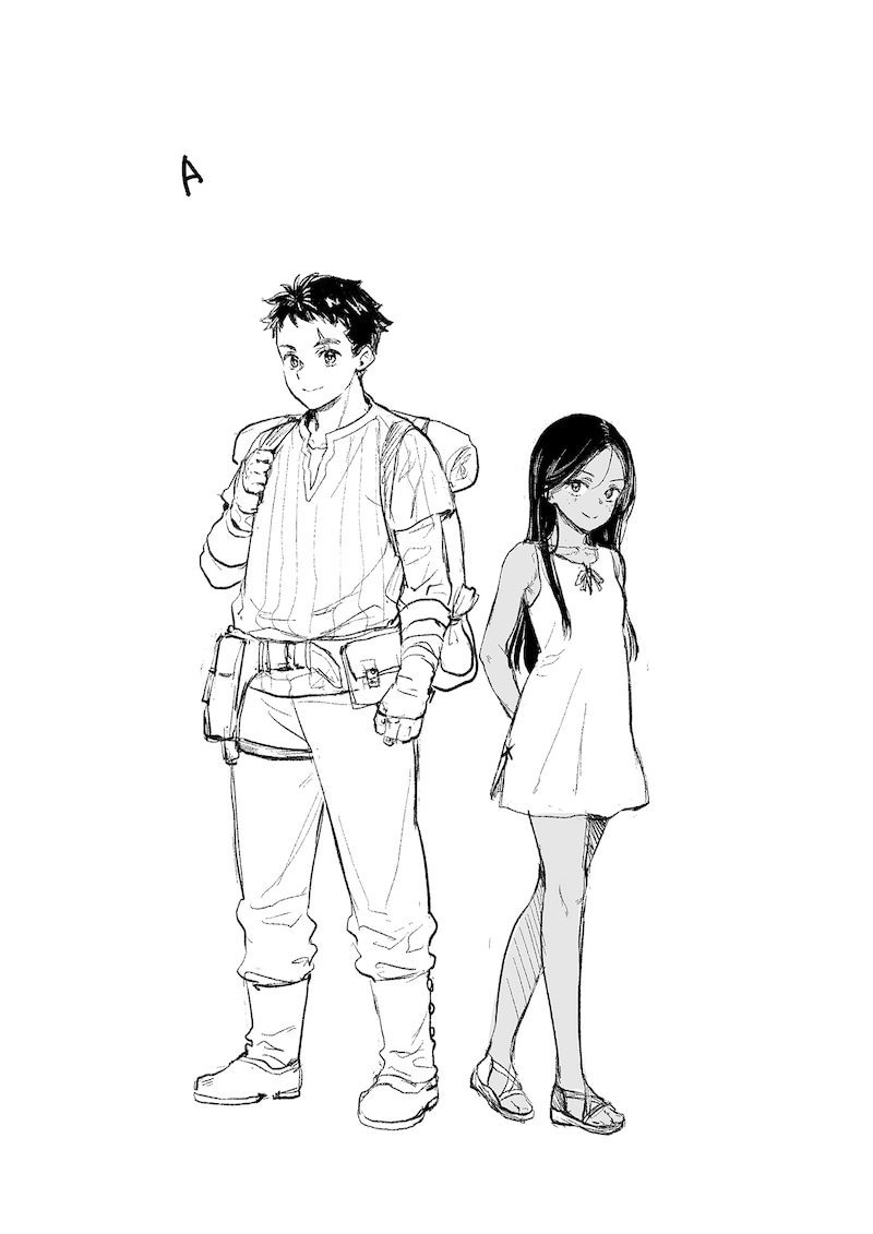 うめ丸による初期キャラクターデザイン。今回、特別に掲載の許可をもらった。